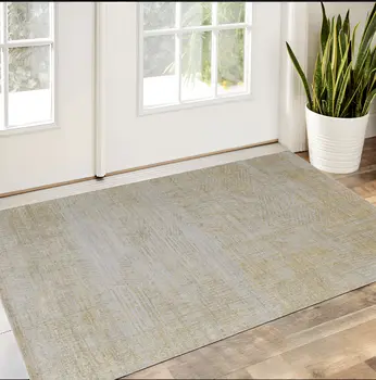 3' X 5' Yellow and Ivory Abstract Hand Woven Area Rug