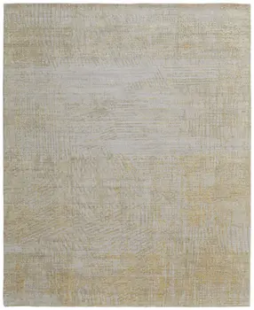 5' X 8' Yellow and Ivory Abstract Hand Woven Area Rug