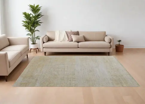 9' X 12' Yellow and Ivory Abstract Hand Woven Area Rug