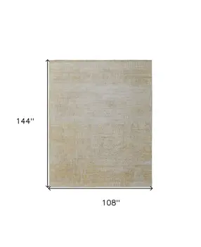 9' X 12' Yellow and Ivory Abstract Hand Woven Area Rug