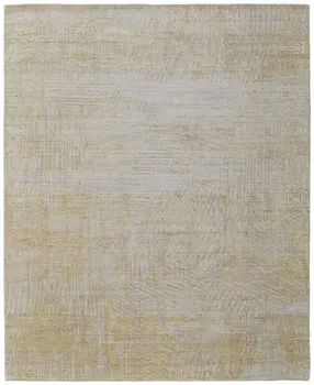 12' X 15' Yellow and Ivory Abstract Hand Woven Area Rug