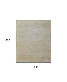2' X 3' Yellow and Ivory Abstract Hand Woven Area Rug