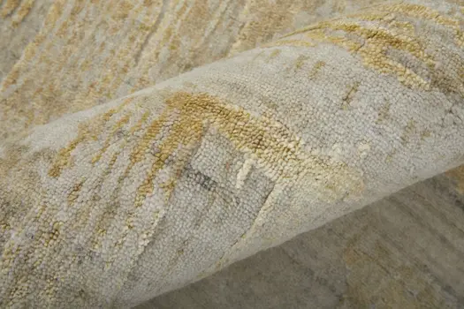 10' X 14' Yellow and Ivory Abstract Hand Woven Area Rug
