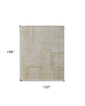 10' X 14' Yellow and Ivory Abstract Hand Woven Area Rug