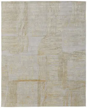 10' X 14' Yellow and Ivory Abstract Hand Woven Area Rug