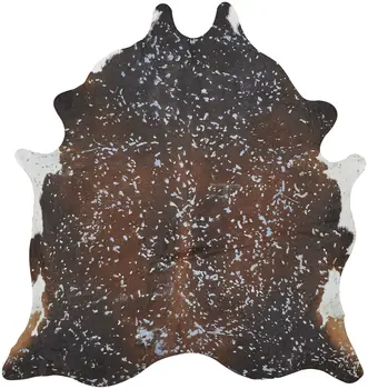 8' X 10' Brown and Silver Cowhide Animal Print Power Loom Area Rug
