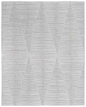 5' X 8' Ivory Geometric Hand Woven Area Rug