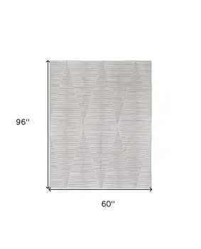 5' X 8' Ivory Geometric Hand Woven Area Rug