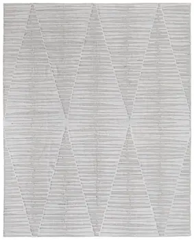 8' X 10' Ivory Geometric Hand Woven Area Rug