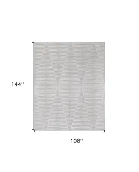 9' X 12' Ivory Geometric Hand Woven Area Rug