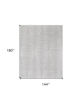 12' X 15' Ivory Geometric Hand Woven Area Rug