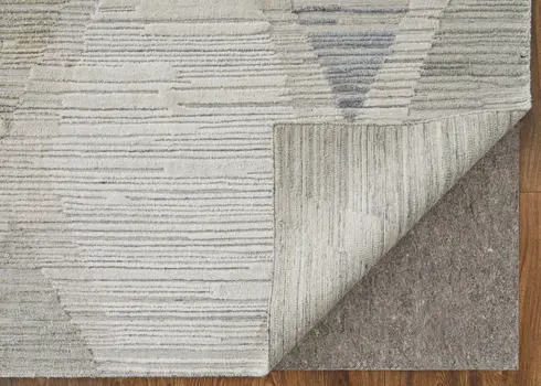 2' X 3' Ivory and Blue Geometric Hand Woven Area Rug