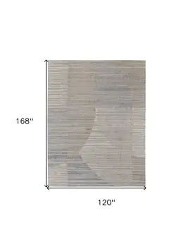 10' X 14' Tan and Blue Abstract Hand Woven Worn Faded Area Rug