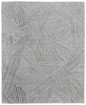 10' X 14' Green and Ivory Abstract Hand Woven Area Rug