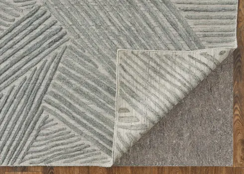 2' X 3' Green and Ivory Abstract Hand Woven Area Rug