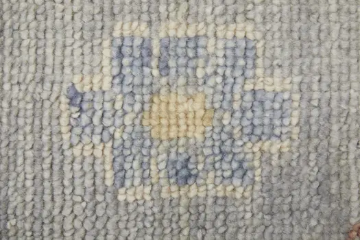 3' X 5' Light Blue and Taupe Wool Floral Hand Knotted Area Rug With Fringe
