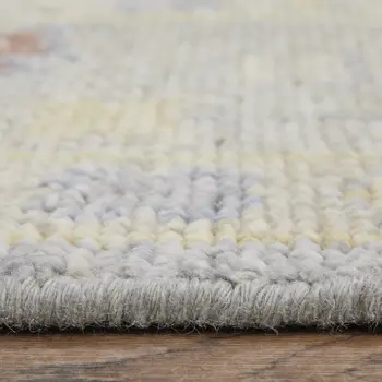 12' X 15' Light Blue and Taupe Wool Floral Hand Knotted Area Rug With Fringe