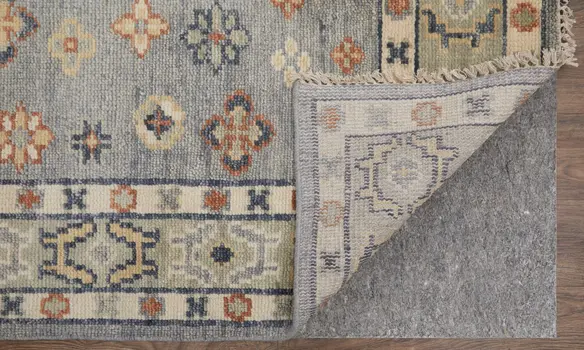 5' X 8' Gray Blue and Taupe Wool Geometric Hand Knotted Area Rug With Fringe