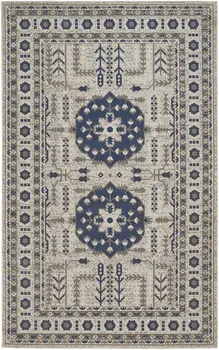 10' X 13' Blue and Gray Oriental Power Loom Area Rug