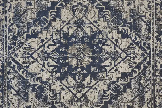 8' X 10' Gray Blue and Ivory Oriental Power Loom Area Rug