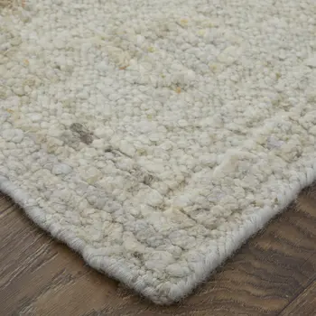 9' X 13' Tan and Gray Wool Floral Hand Knotted Area Rug