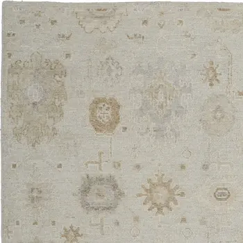 12' X 15' Tan and Gray Wool Floral Hand Knotted Area Rug