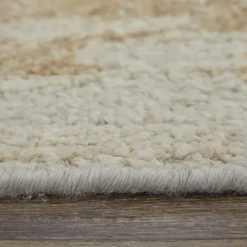 2' X 3' Tan and Gray Wool Floral Hand Knotted Area Rug