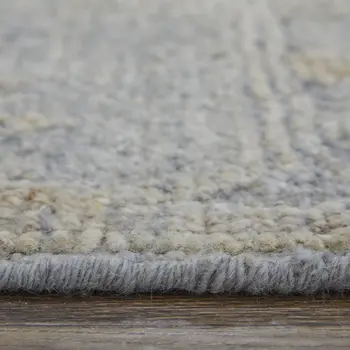 8' X 12' Gray and Blue Wool Floral Hand Knotted Area Rug