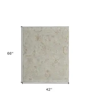 4' X 6' Gray and Brown Wool Floral Hand Knotted Area Rug