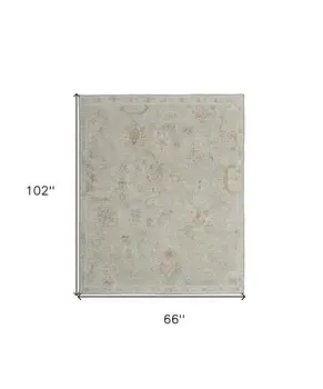 6' X 9' Gray and Brown Wool Floral Hand Knotted Area Rug
