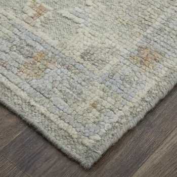 8' X 12' Gray and Brown Wool Floral Hand Knotted Area Rug