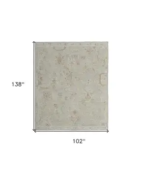 8' X 12' Gray and Brown Wool Floral Hand Knotted Area Rug