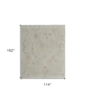 9' X 13' Gray and Brown Wool Floral Hand Knotted Area Rug