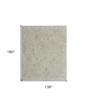 12' X 15' Gray and Brown Wool Floral Hand Knotted Area Rug