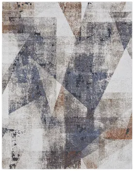 10' X 14' Gray Blue and Ivory Checkered Power Loom Area Rug