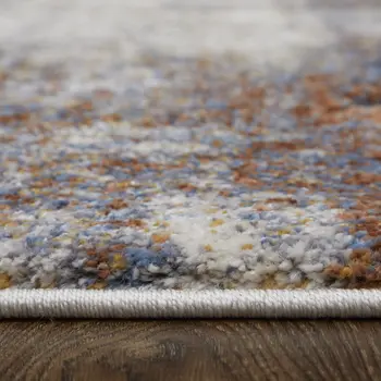 10' X 14' Gray Blue and Ivory Checkered Power Loom Area Rug
