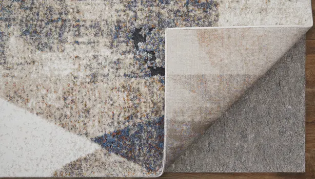 2' X 3' Gray Blue and Ivory Checkered Power Loom Area Rug