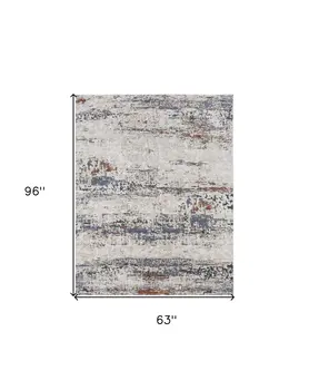 5' X 8' Gray Blue and Ivory Abstract Power Loom Area Rug