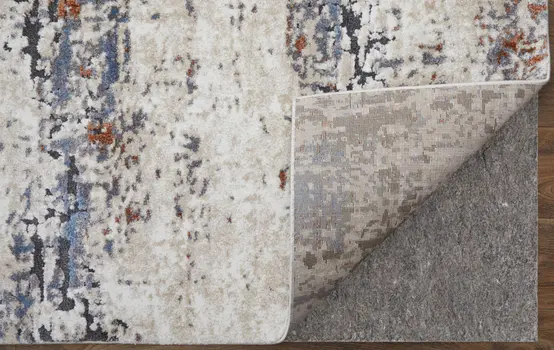 8' X 10' Gray Blue and Ivory Abstract Power Loom Area Rug