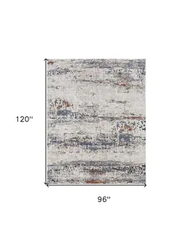 8' X 10' Gray Blue and Ivory Abstract Power Loom Area Rug
