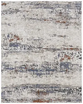 8' X 10' Gray Blue and Ivory Abstract Power Loom Area Rug