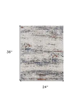 2' X 3' Gray Blue and Ivory Abstract Power Loom Area Rug