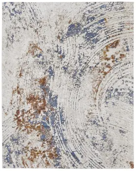 2' X 3' Ivory Blue and Brown Abstract Power Loom Area Rug
