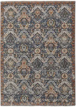 3' X 5' Ivory Blue and Brown Floral Power Loom Area Rug With Fringe