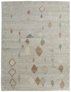 8' X 10' Tan Brown and Gray Wool Moroccan Hand Knotted Area Rug