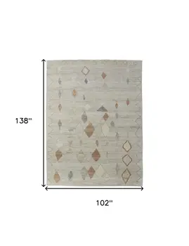 8' X 12' Tan Brown and Gray Wool Moroccan Hand Knotted Area Rug