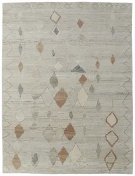 2' X 3' Tan Brown and Gray Wool Moroccan Hand Knotted Area Rug