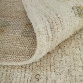 8' X 12' Gray Tan and Green Wool Abstract Hand Knotted Area Rug