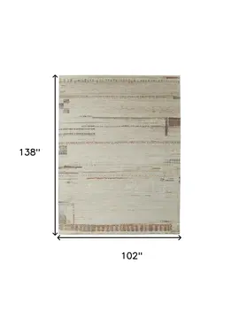 8' X 12' Gray Tan and Green Wool Abstract Hand Knotted Area Rug