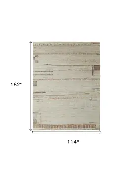 9' X 13' Gray Tan and Green Wool Abstract Hand Knotted Area Rug